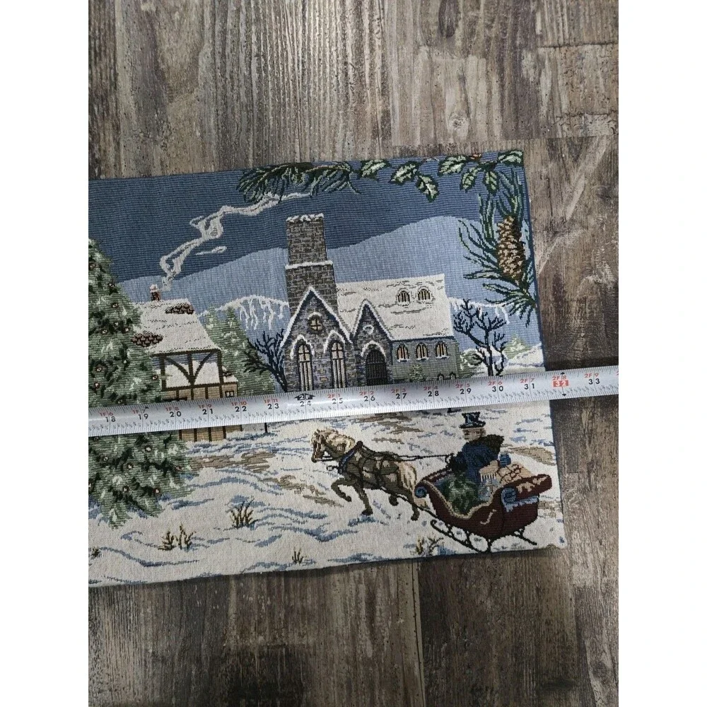 The Manual Woodworkers & Weavers Village Carolers Tapestry Table Runner 32”x 12”